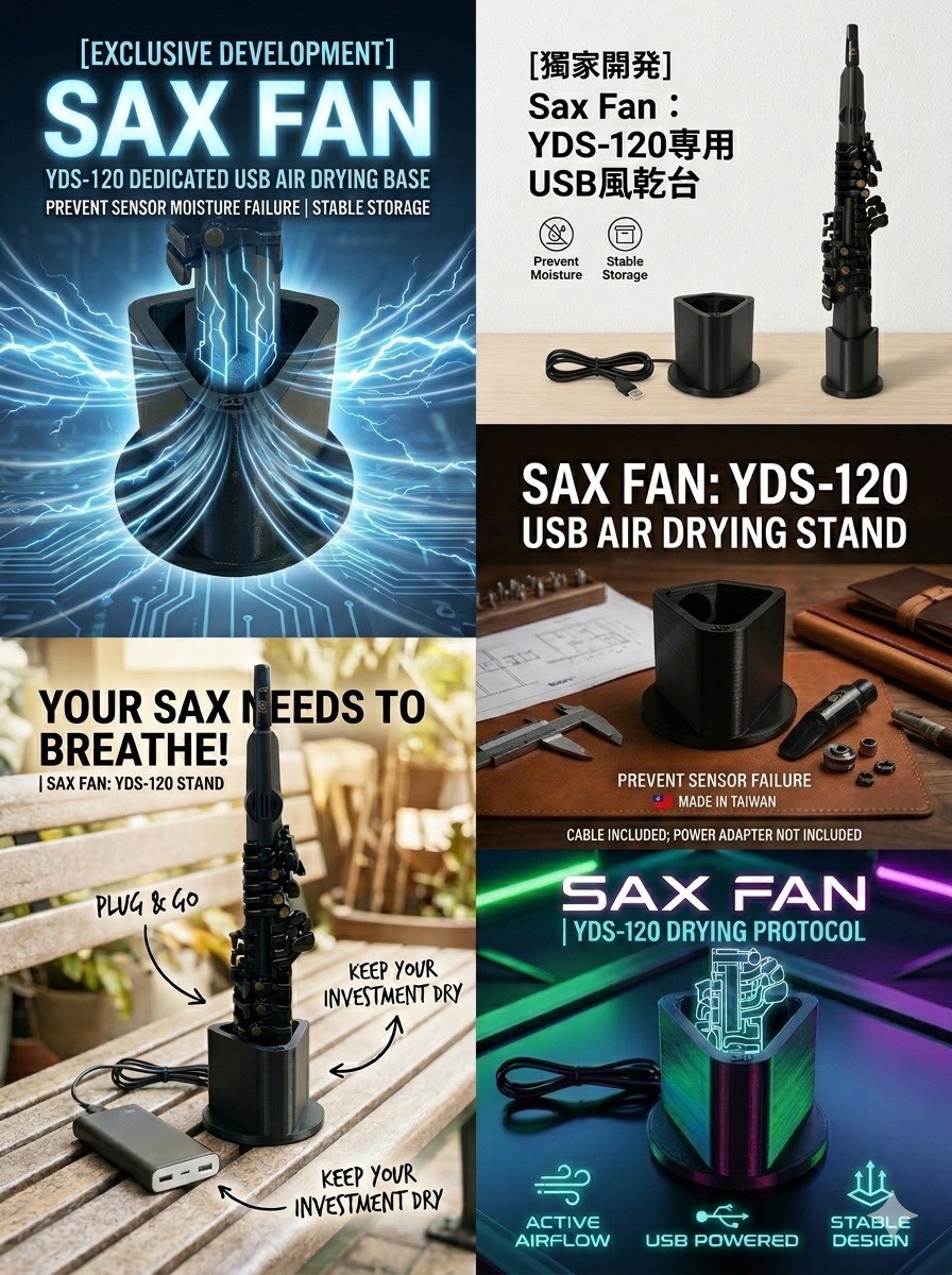 Sax Fan｜Yamaha YDS-120 專用 USB 風乾底座 宣傳圖