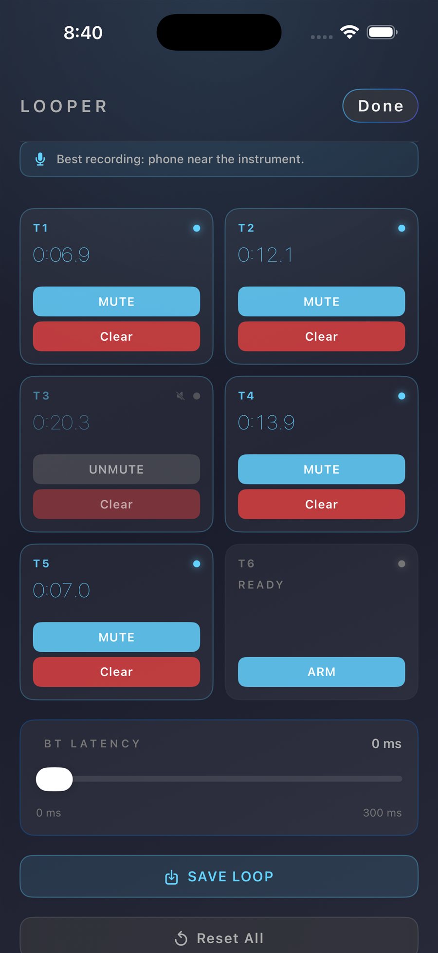 Vibe Lab App 循環錄音畫面